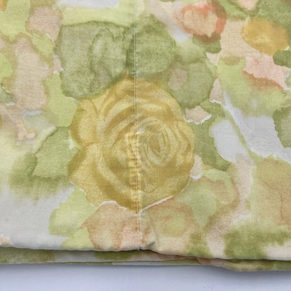 Vintage Cannon Royal Family Set of 2 King Pillowcases Watercolor Rose Floral 70s